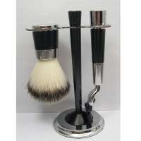 Wholesale synthetic hair shaving brush set with razor and brush and stand